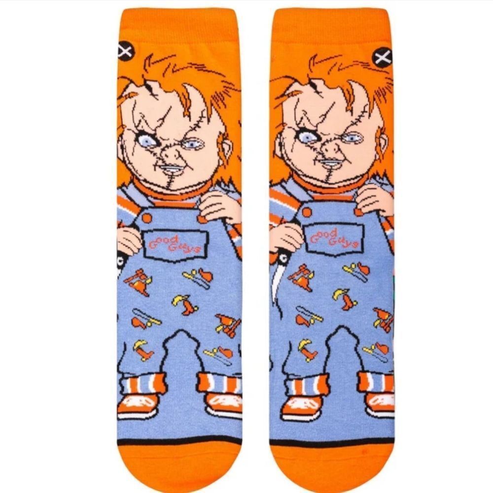 ODD SOX Orange Chucky Good Guys Crew Height Socks NWT‎ Halloween Goth